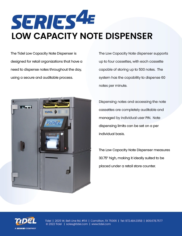 Tidel Series 4e Low Capacity Note Dispenser PDF
